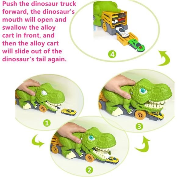Dinosaur Transport Truck Toys for 3-5 Years，8 in 1 Dino Carrier Vehicle Trucks - Picture 4 of 6